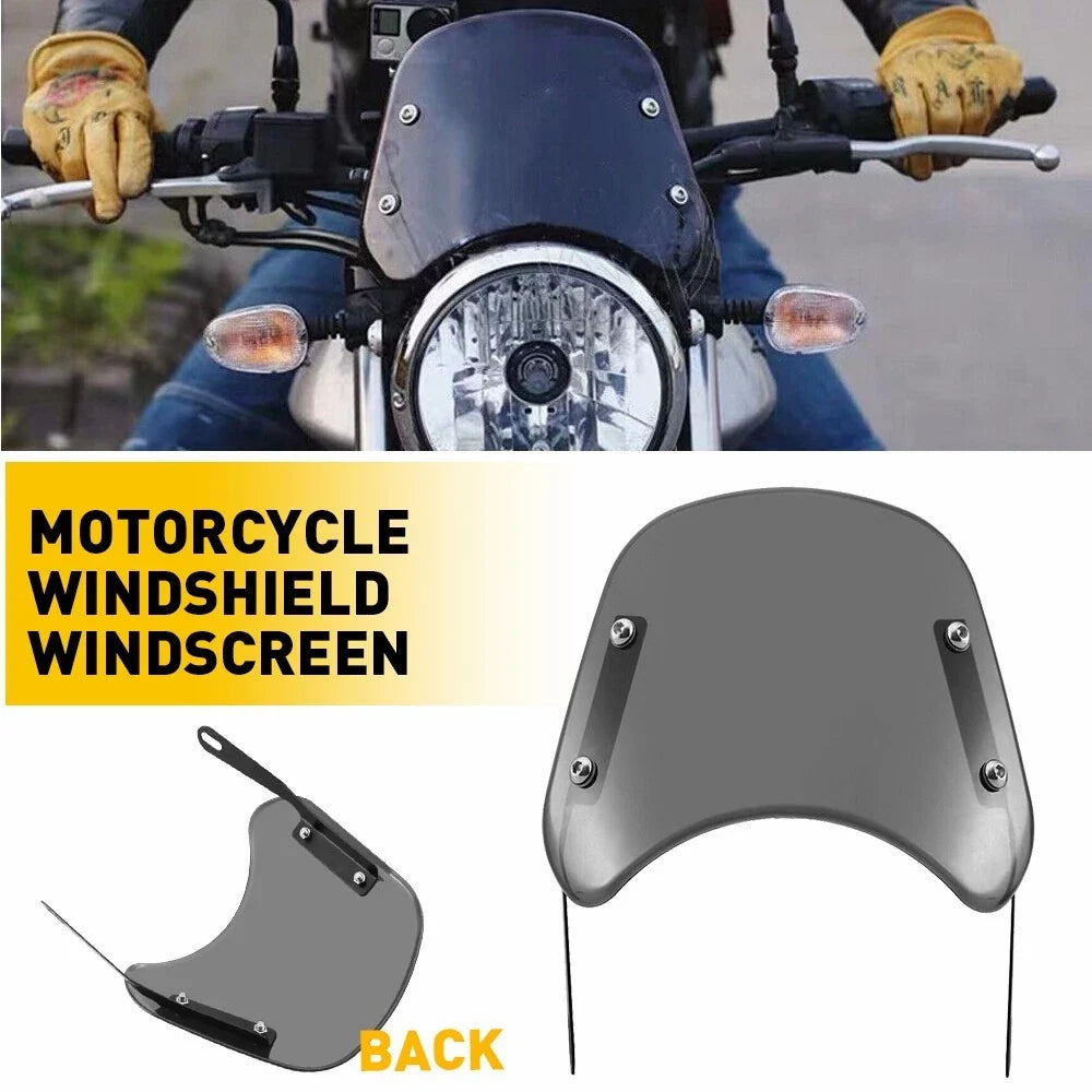 5"-7" Headlight Universal Motorcycle Windshield - Smoked