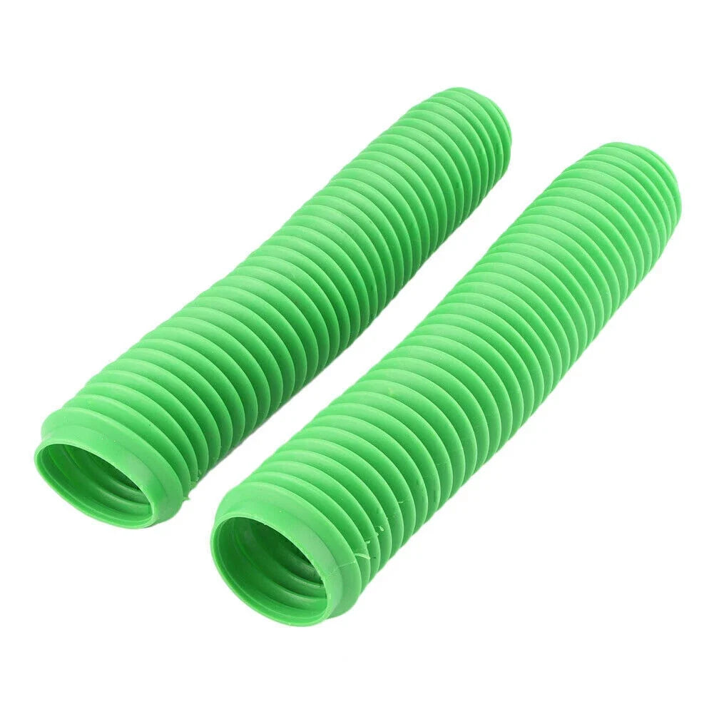 2X Fork Dust Covers Gaiters Boots for Motorcycle Dirt Bike (360MM) Green