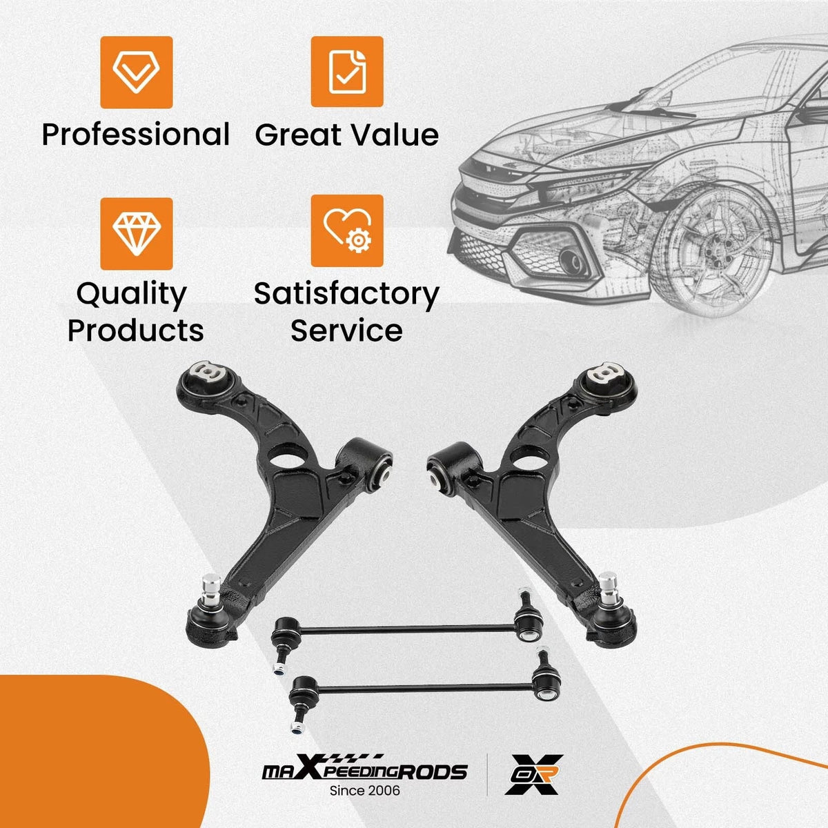 Front Lower Control Arms with Ball Joints for Dodge Dart (2013–2016)