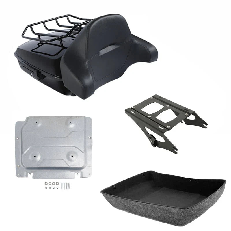 Chopped Trunk Backrest Pad Mount Rack Plate for Harley Road King 2014-2026