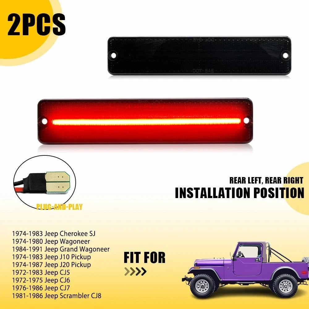 Rear LED Side Marker Lights - Smoked for Jeep J10 Pickup (1974-1983) - 2X