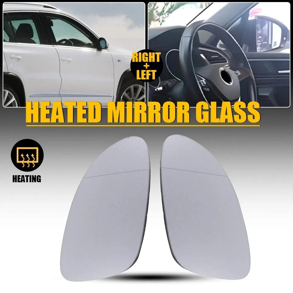 2X Heated Side Mirror Glass for VW Tiguan (2009–2017) w/Backing Plate