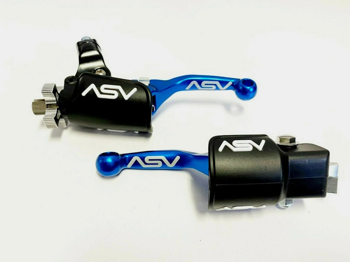 ASV F4 Unbreakable Shorty Blue Brake and Clutch Levers for Kawasaki KX KLX KDX