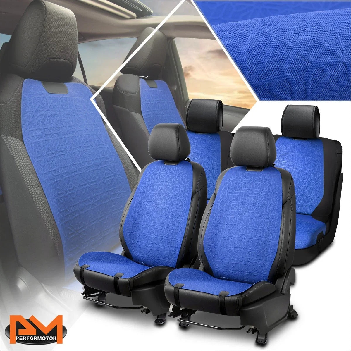 Set of 2 Blue Universal Seat Covers for Trucks and Cars - Protex Series