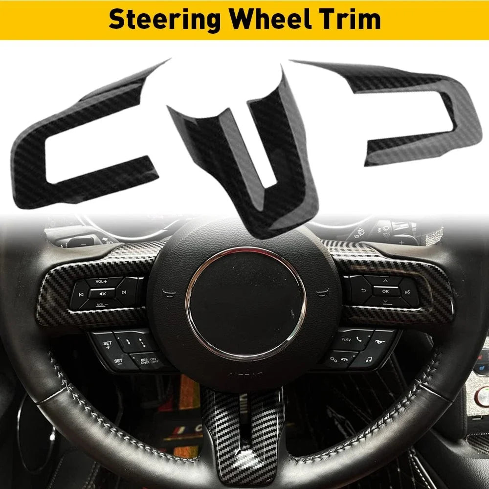 Steering Wheel Cover Trim for Ford Mustang (2015–2023) Carbon H