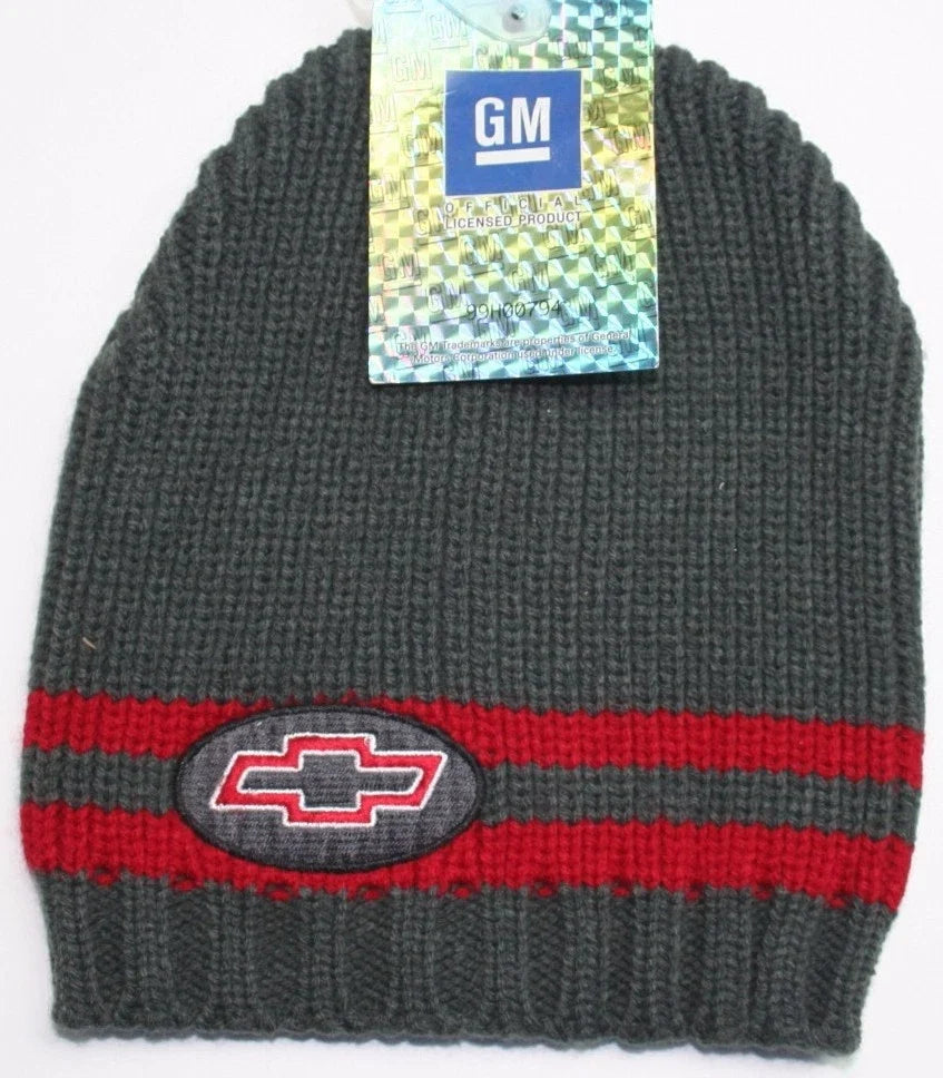 Knitted Beanie Hat for Chevy Chevrolet (One Size, Gray Red)