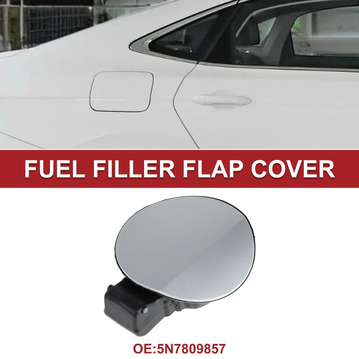 Fuel Tank Door Cap for Volkswagen Tiguan (2010–2019) Silver Tone