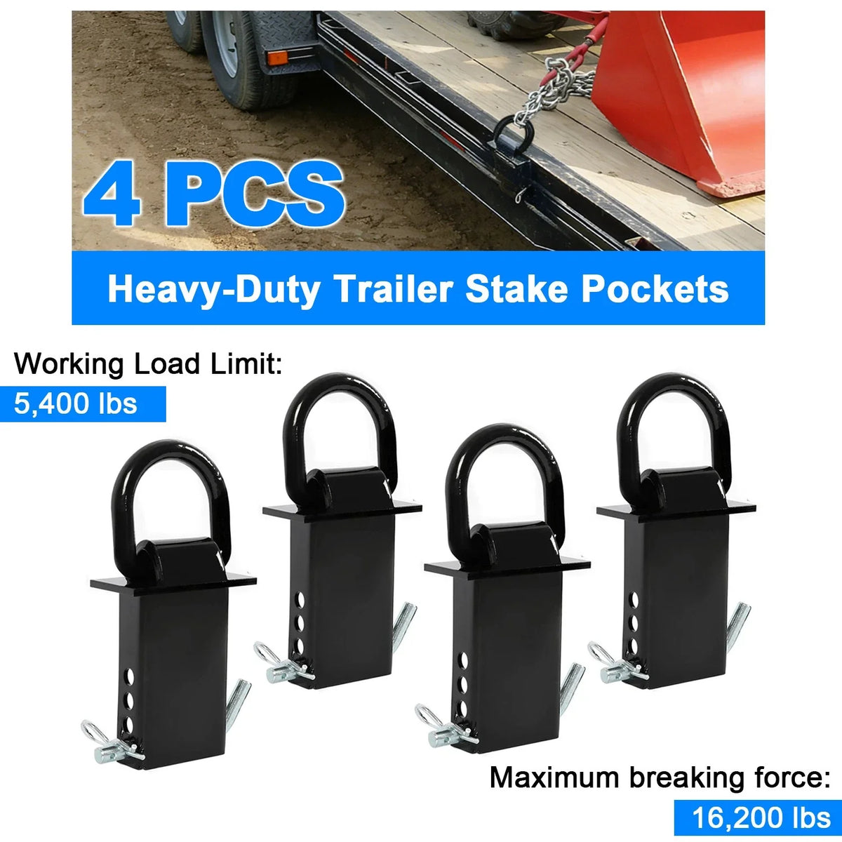 Adjustable Heavy Duty 2" x 4" Stake Pocket D Ring for Trailers