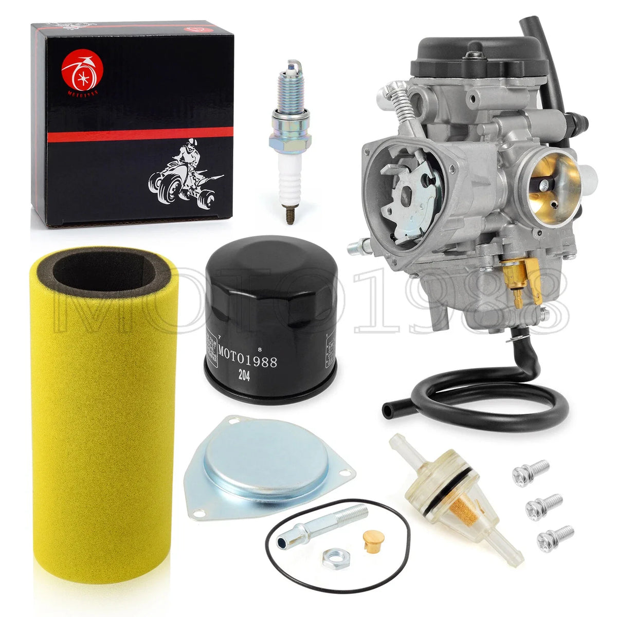 Carburetor & Air Filter Foam & Spark Plug for Yamaha Rhino 450 (2006–2009)