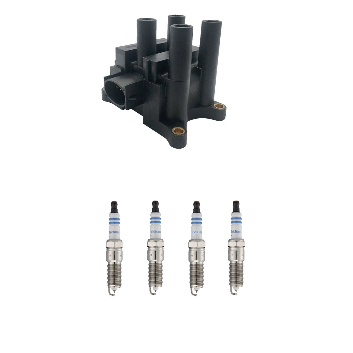 Set of 4 Ignition Coils & Bosch Iridium Spark Plugs for Escape Mystique (1997–2003)