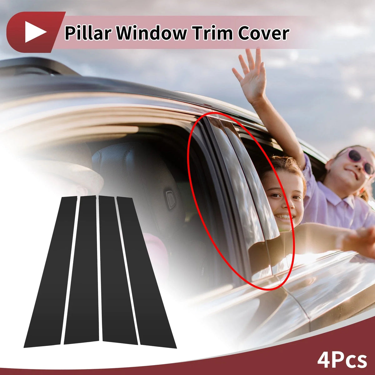 Set of 4 Door Pillar Window Trim for Volkswagen Passat (2006–2010) Black