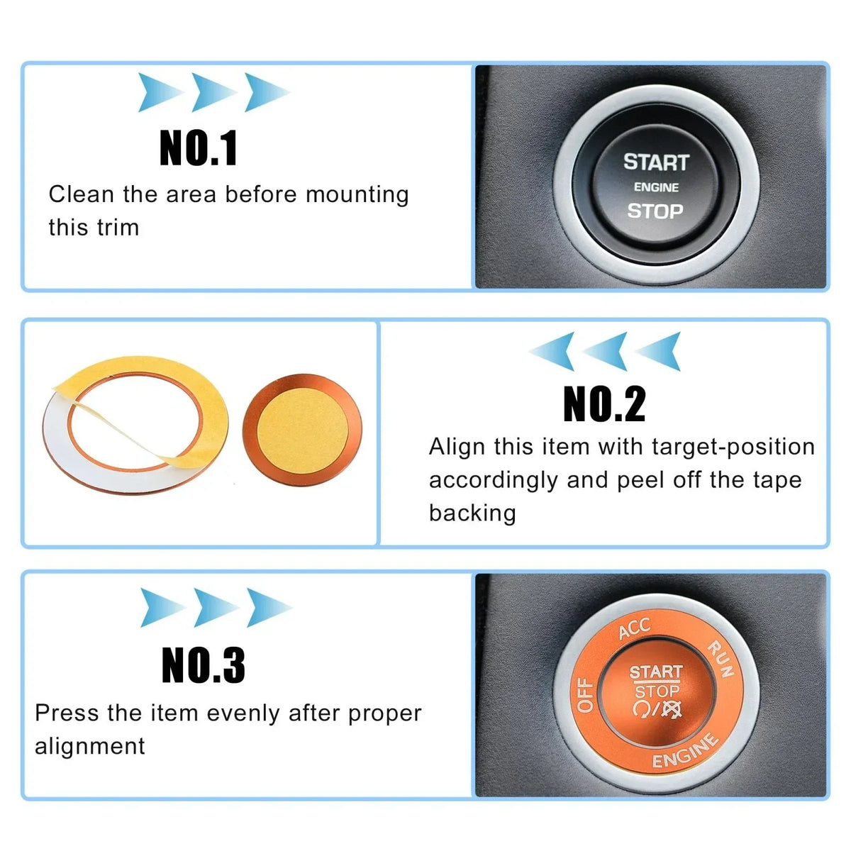 Push Start Stop Button Cover Trim for Dodge Charger Challenger 2015-2023
