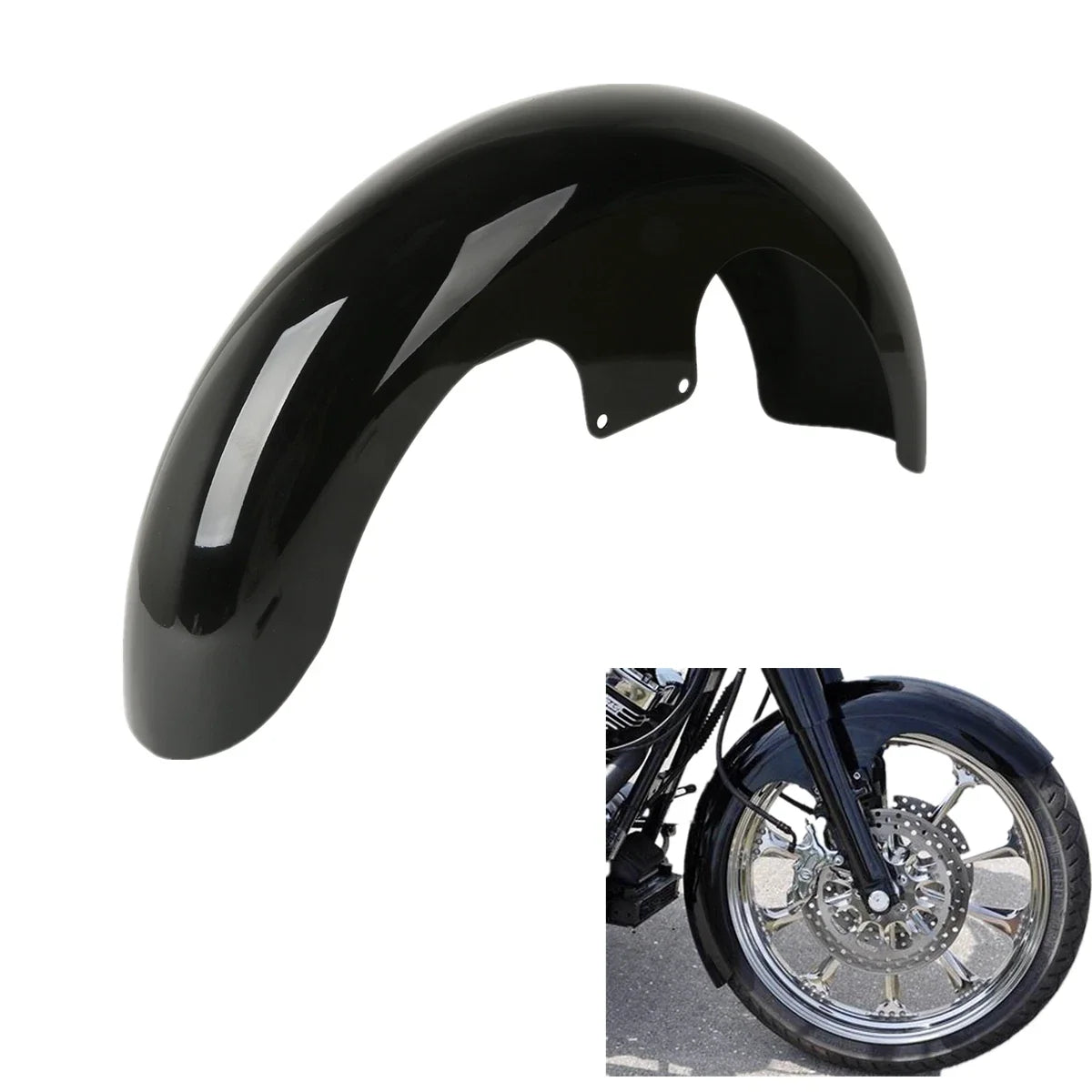 23-Inch Black Wrap Front Fender for Harley Touring Models (2014–2023)