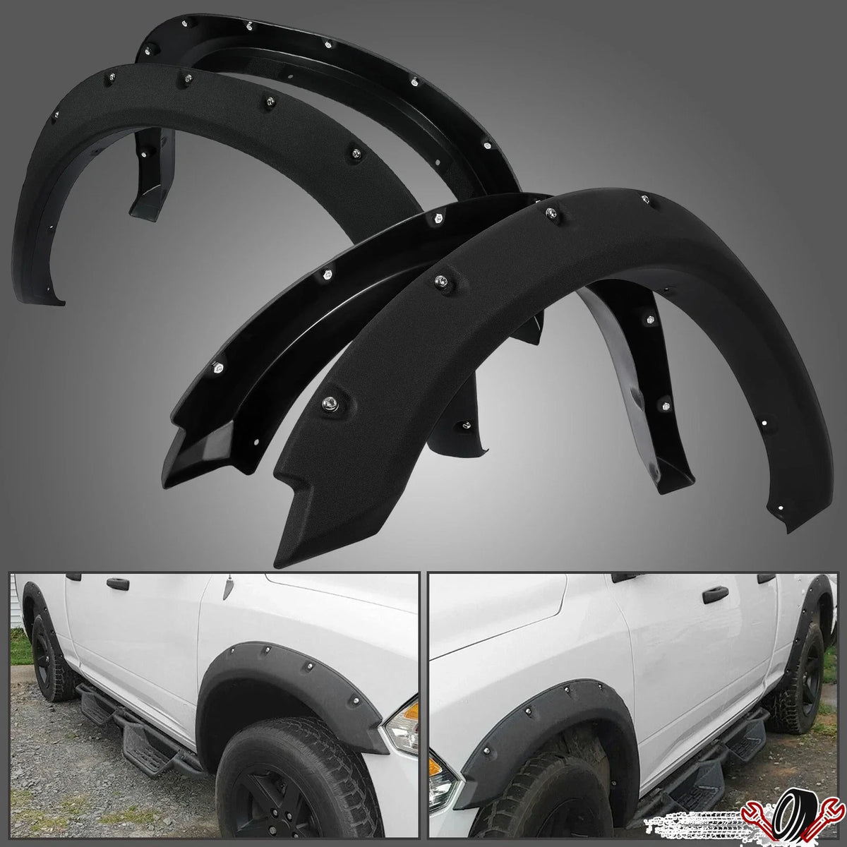 Fender Flares for Dodge Ram 1500 (2009–2023) Textured Pocket Riveted Style