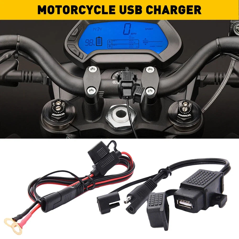 Waterproof SAE to USB Charger Adapter Inline Fuse Cable for PH H
