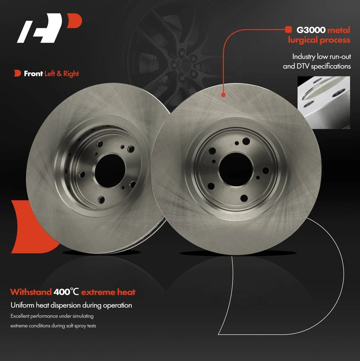Front Brake Rotors with Ceramic Pads for Honda Civic (2017-2020)