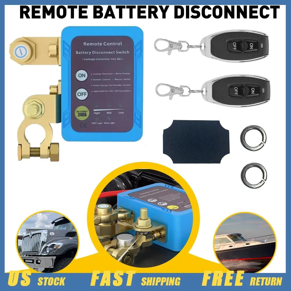 Car Battery Disconnect Switch for Universal Vehicles (Remote Control)
