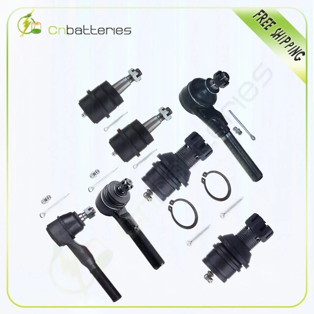 4-Piece Set of Upper Lower Ball Joints and Tie Rods for Jeep Wrangler 1997-2006