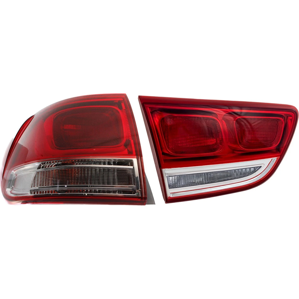Tail Light Set for Kia Sorento (2016–2018) Left Inner Outer Clear/Red Halogen