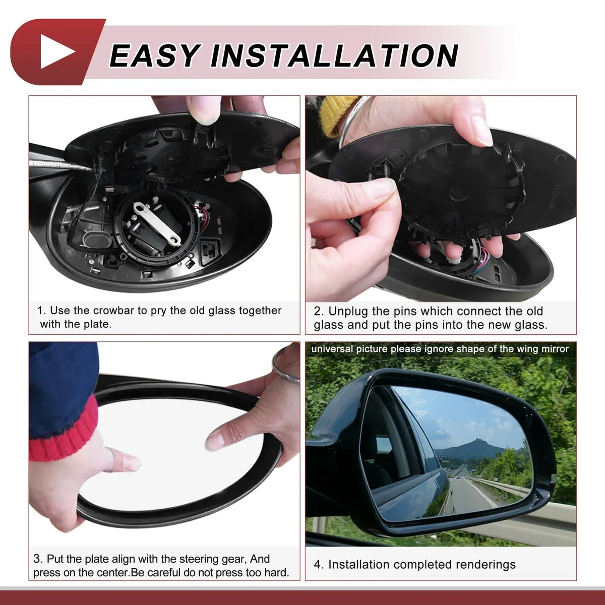 Passenger Side Heated Mirror Glass for Dodge Caravan 2001-2007