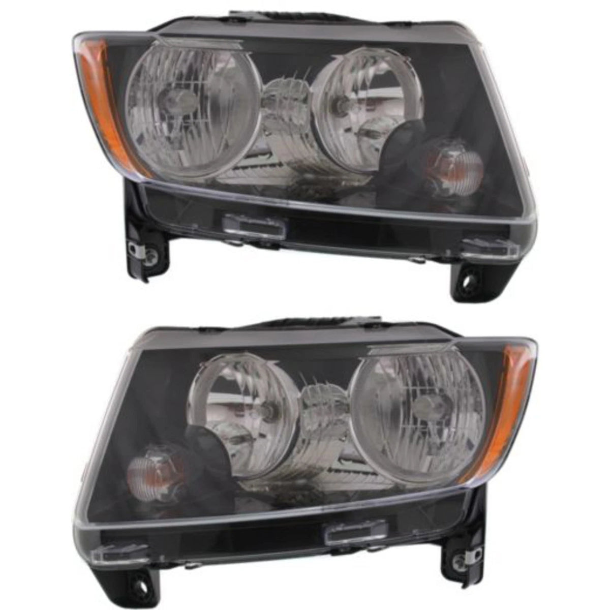 Set of 2 Halogen Headlights for Jeep Compass (2013–2017) w/ Bulbs