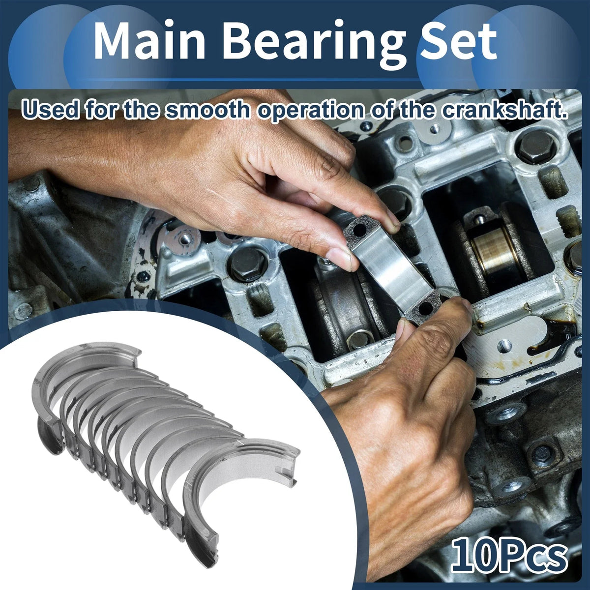 Main Bearing Set No.056105501B for Volkswagen Polo (1999β2009) 10 Pcs