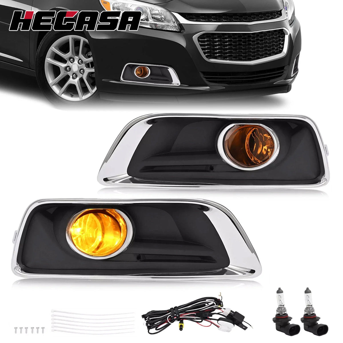 Fog Lights with Switch & Bulbs for Chevy Malibu (2013-2015) Pair