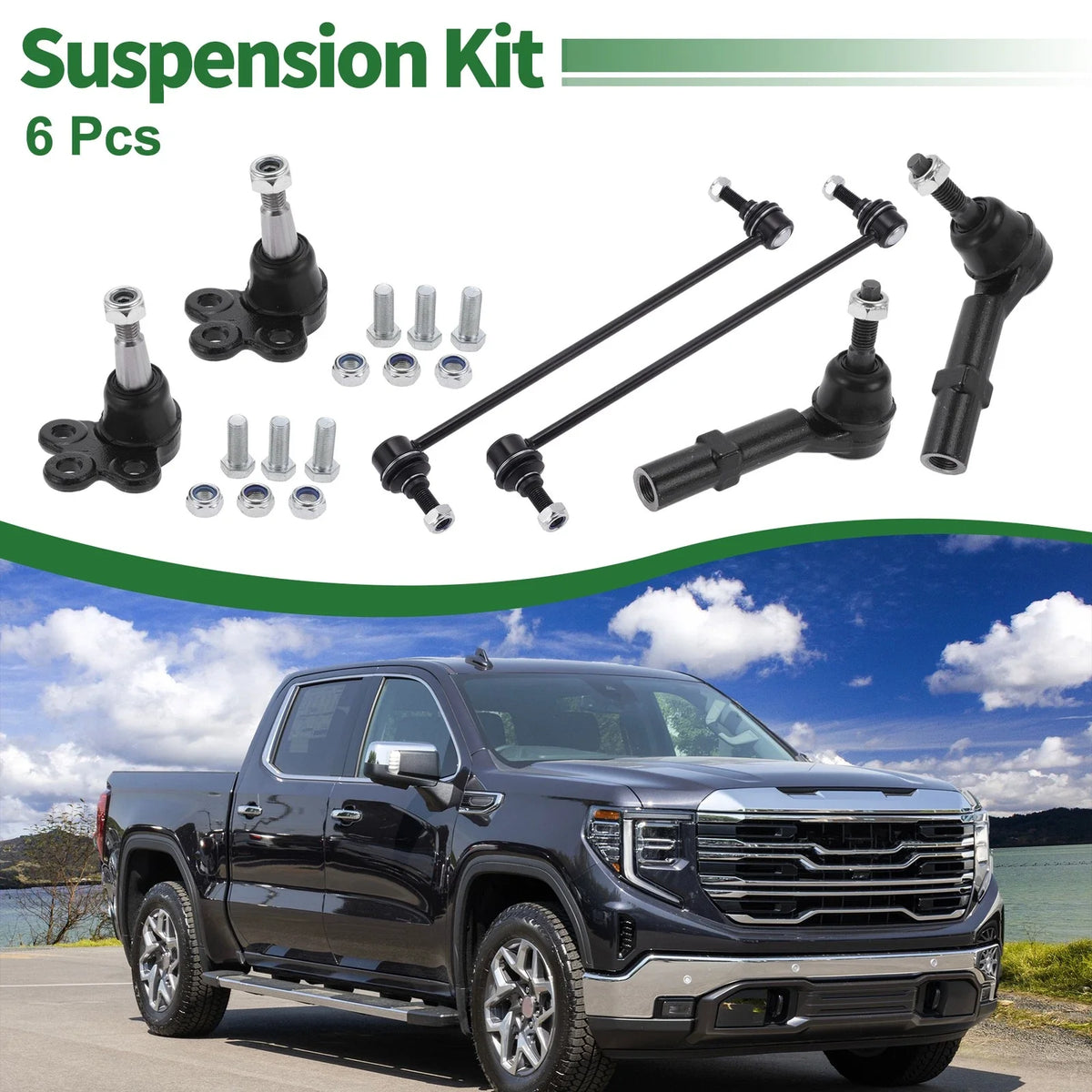6X Front Suspension Kit Tie Rod Ends Sway Bar Link Ball Joint for GMC Acadia (2007–2016)