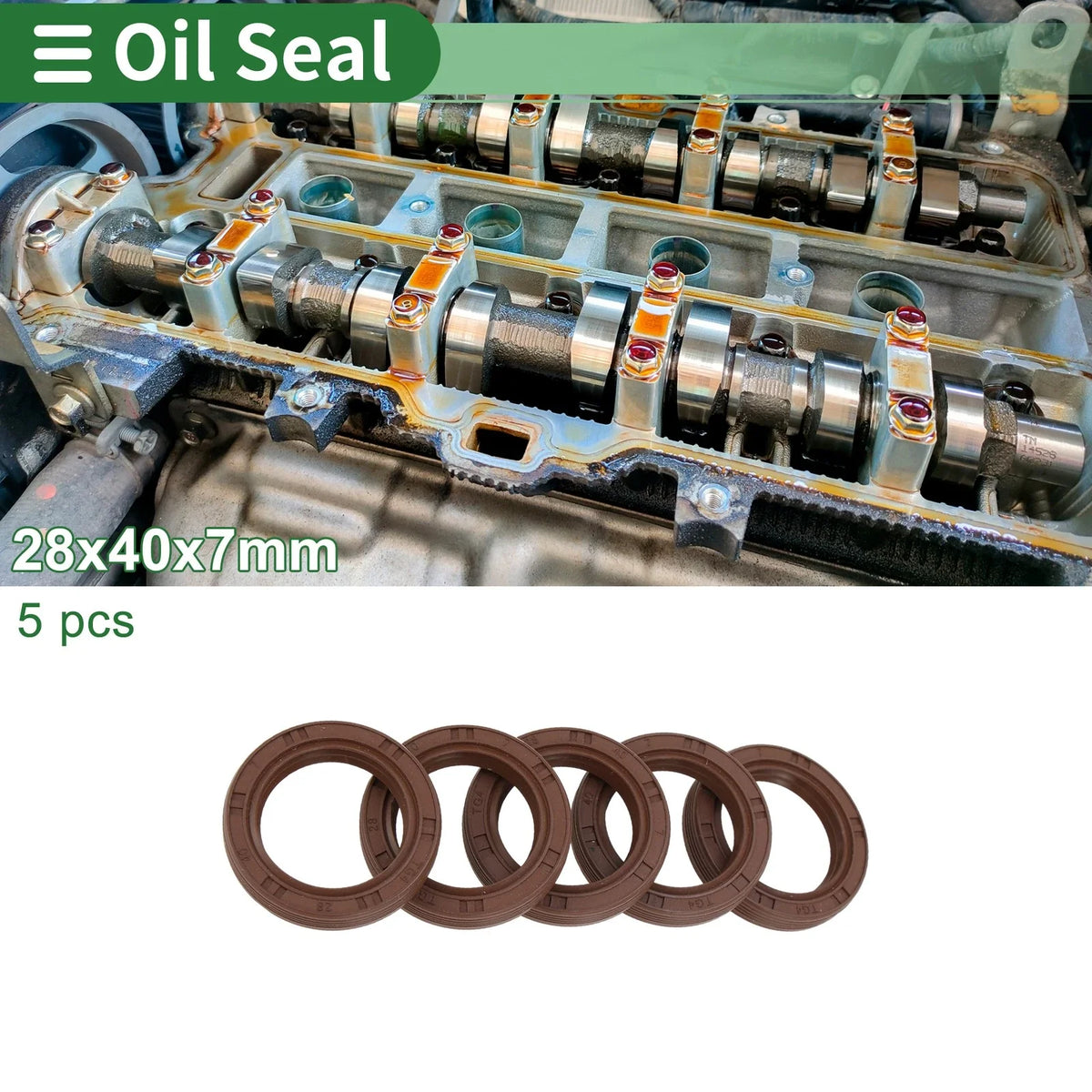 Oil Seal FKM Rubber 28x40x7mm for Various Models (5 Pcs)