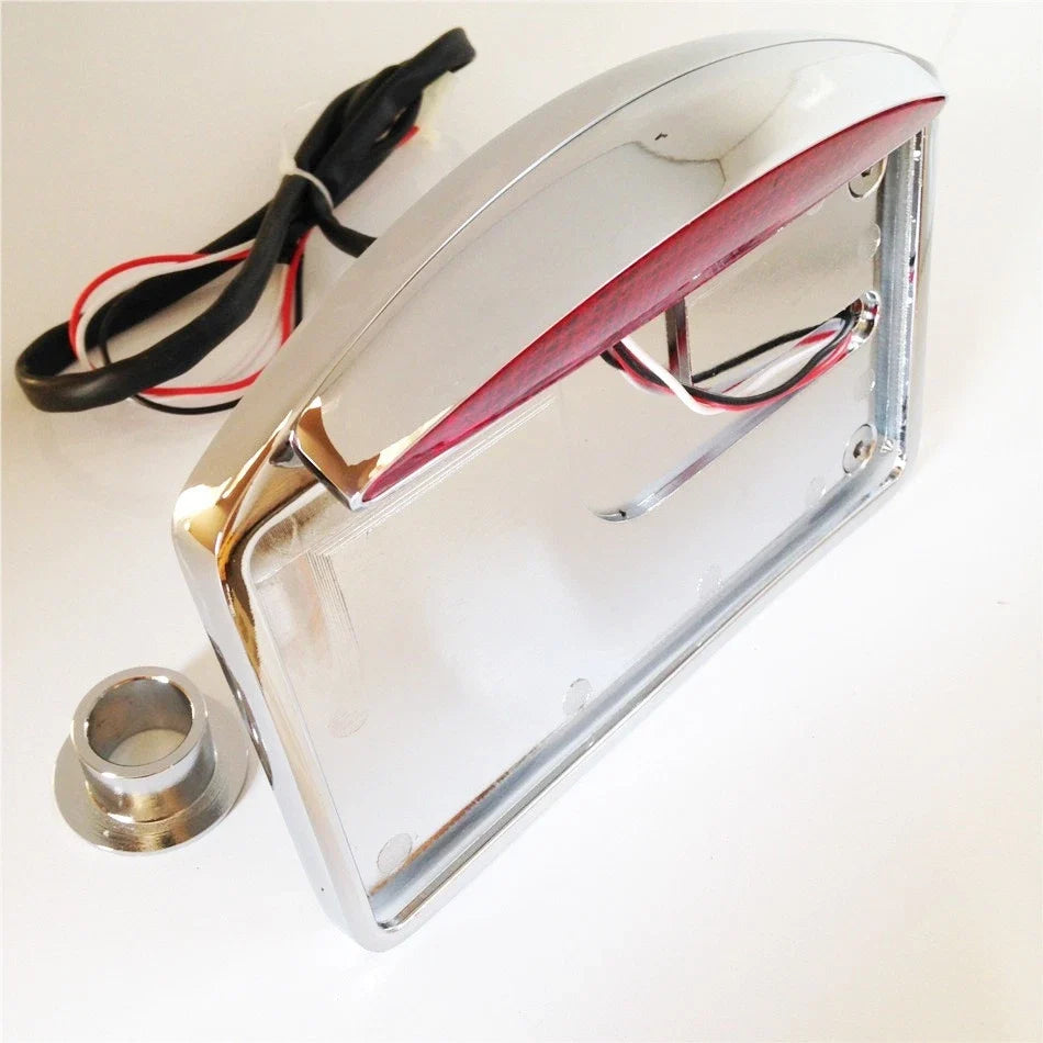 LED Side Mounted License Plate Assembly for Motor - Chrome Design