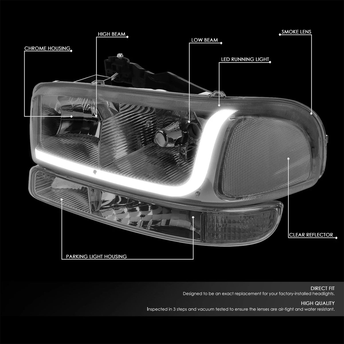 LED DRL Headlight Bumper Signal Lamp for Sierra 1500 2500 (1999–2007)