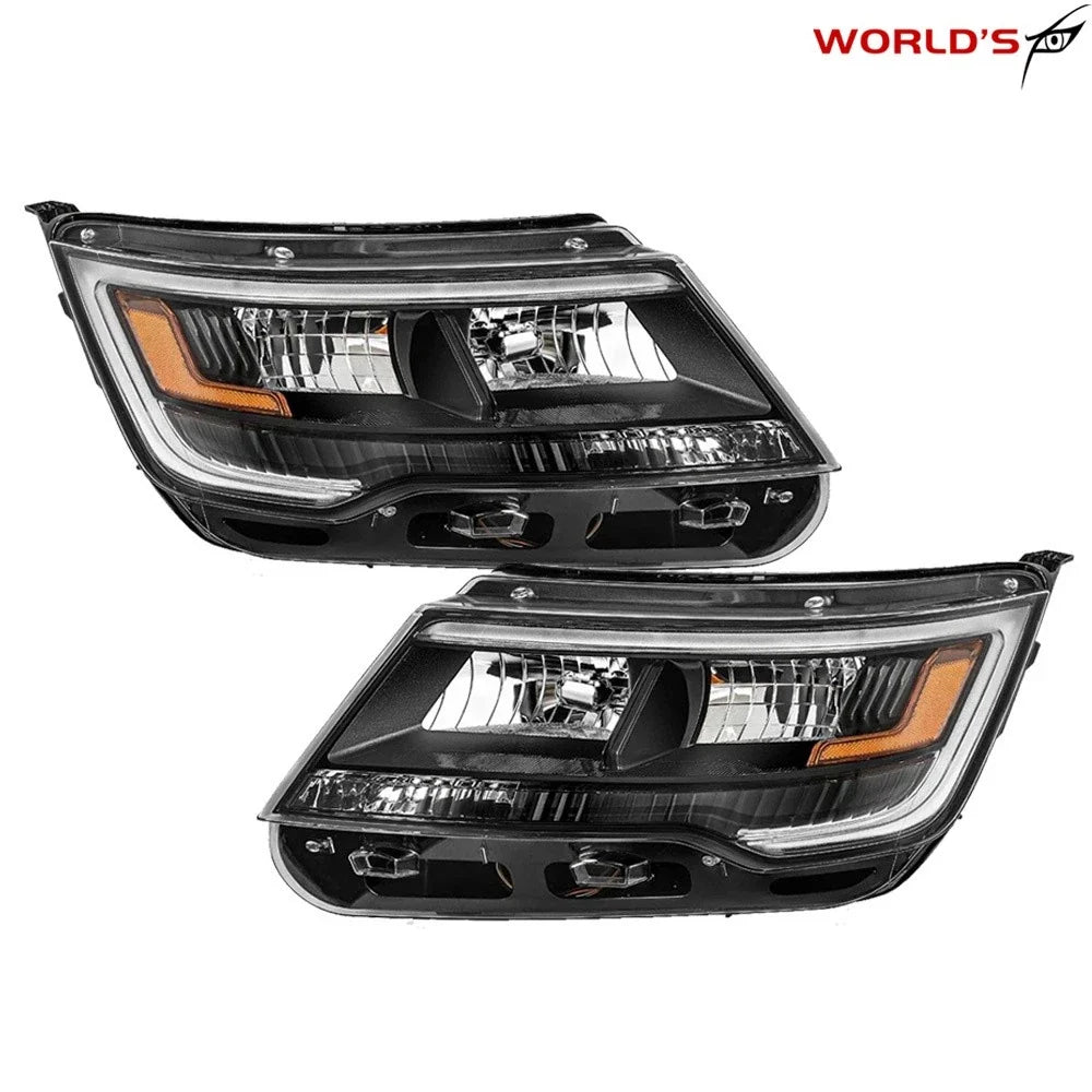 LED DRL Headlights for Ford Explorer Sport (2016–2018) Black Housing
