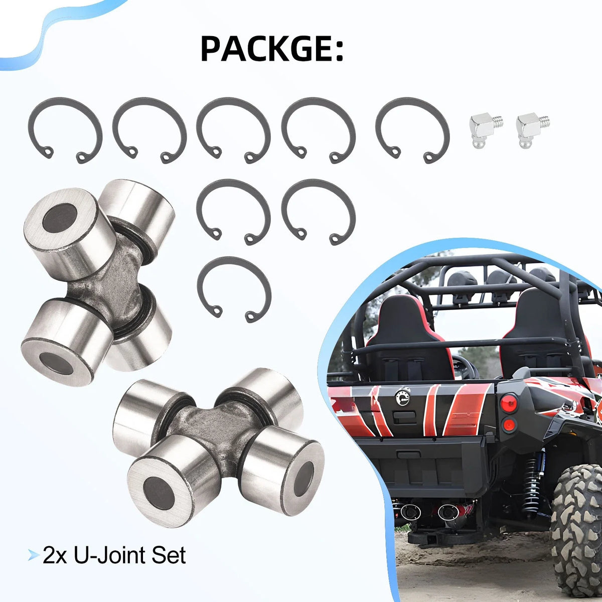 2X U-Joint Kit for Can-Am Renegade 570 EFI Rear Drive Shaft 2016-2018