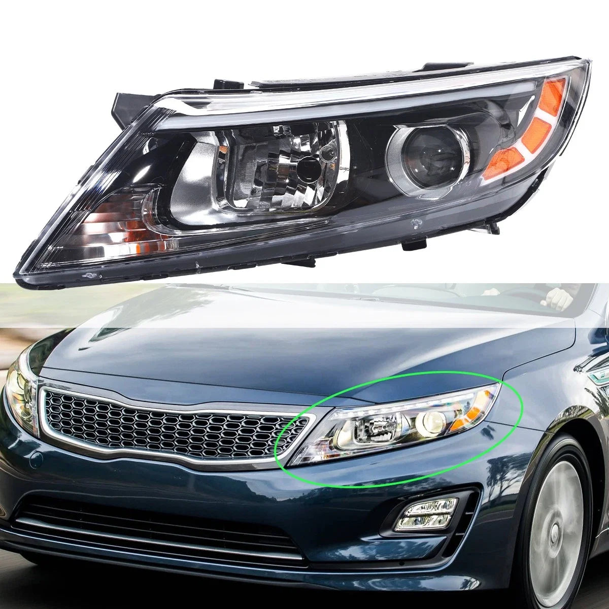 Halogen Headlight Projector for Kia Optima (2014–2015) Left Side