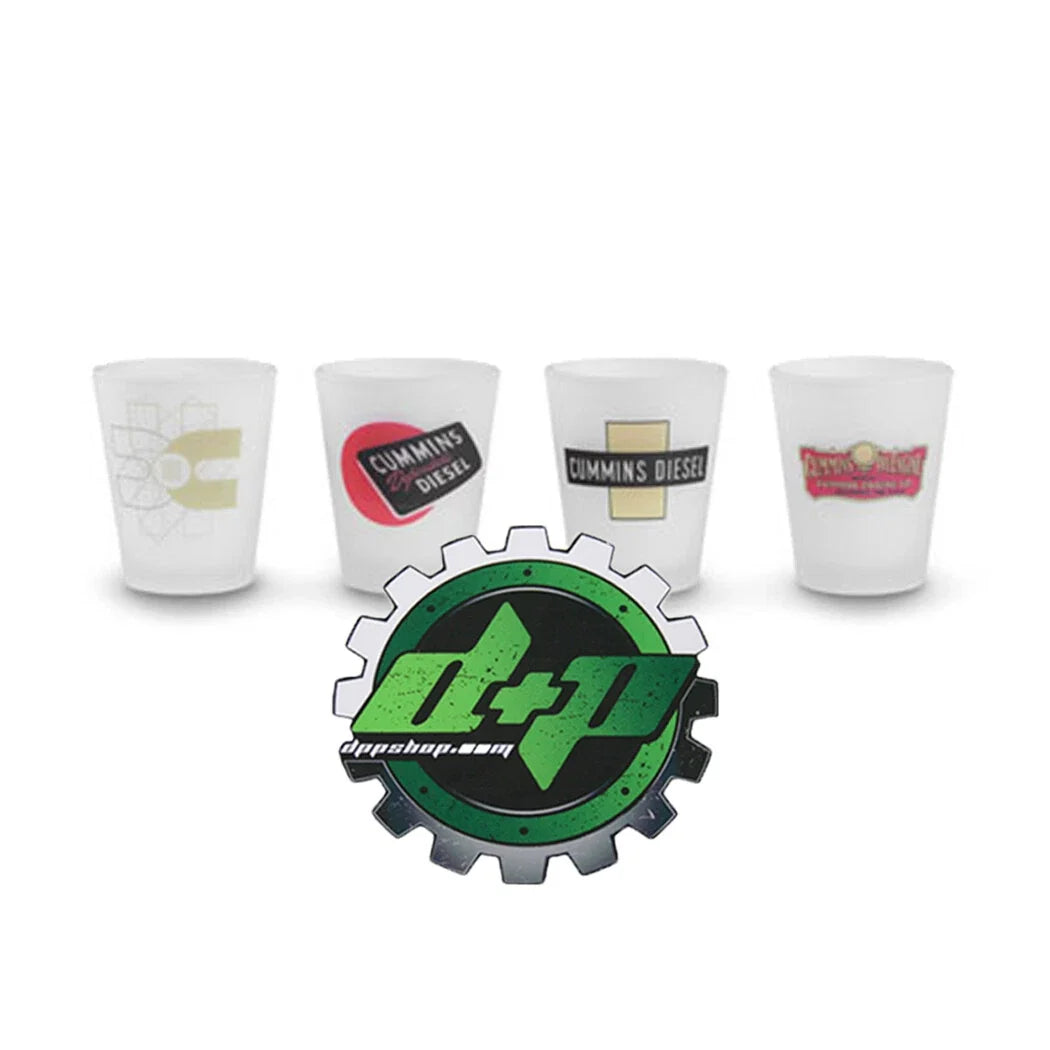 Set of 4 Custom Shot Glasses for Cummins (Vintage Cross Logo)