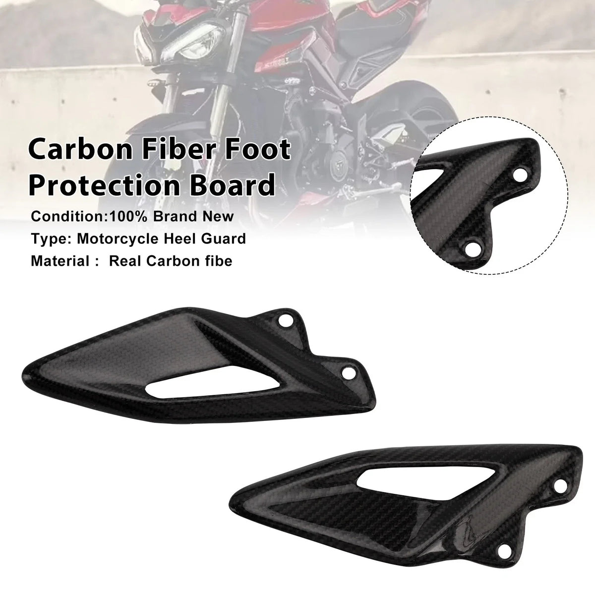 Real Carbon Fiber Foot Protection Board for Street Triple 765 RS (2016β2022)