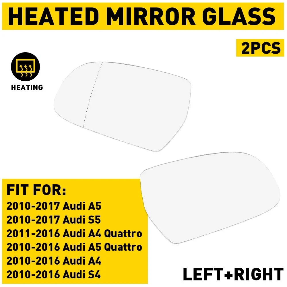 Mirror Glass w/Backing Heated for Audi A5 Quattro S4 2008-2017