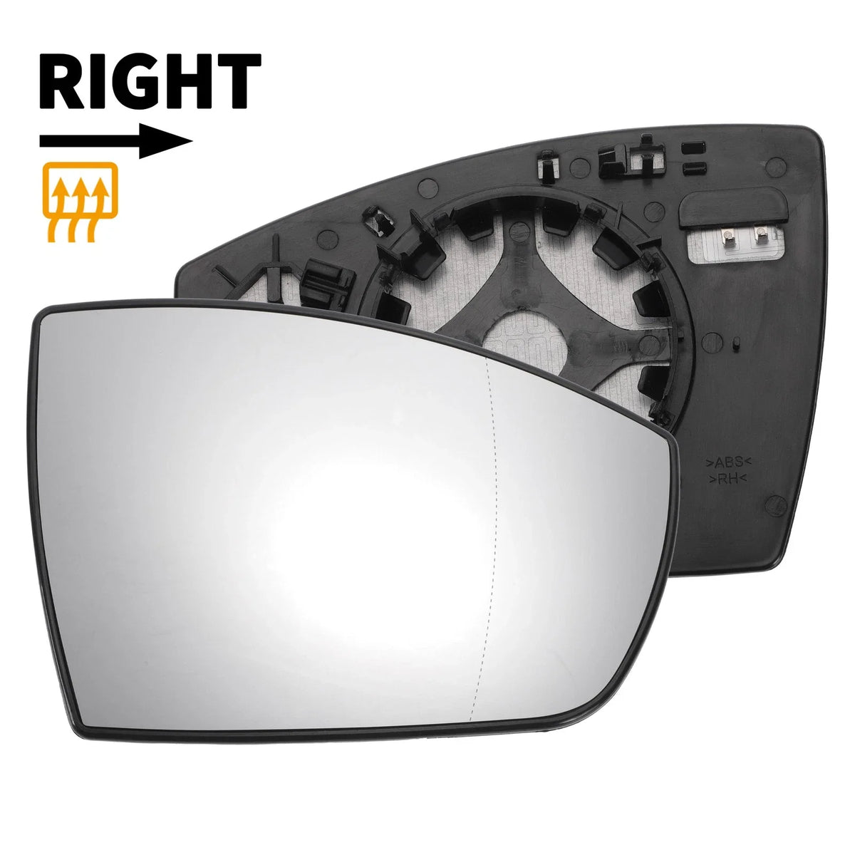 Right Side White Heated Mirror Glass for Ford Grand C-Max (2010–2019)