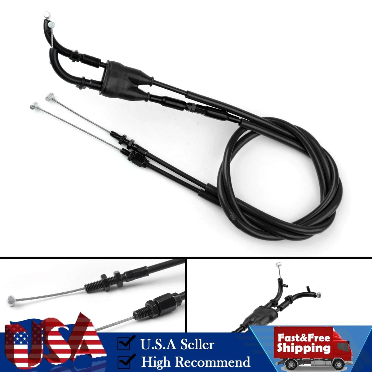 Throttle Cable - Black Push/Pull Line for Yamaha MT-07 MT07 (2014–2021)