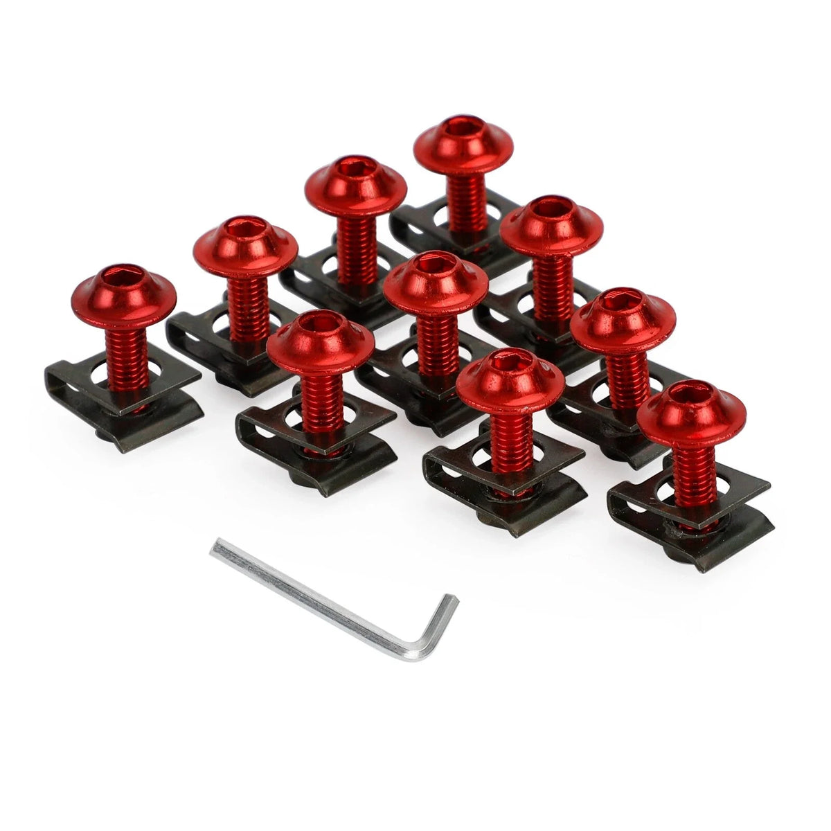 Set of 10 Aluminum M6x20mm Fairing Screen Bolts Clips for Motorcycles