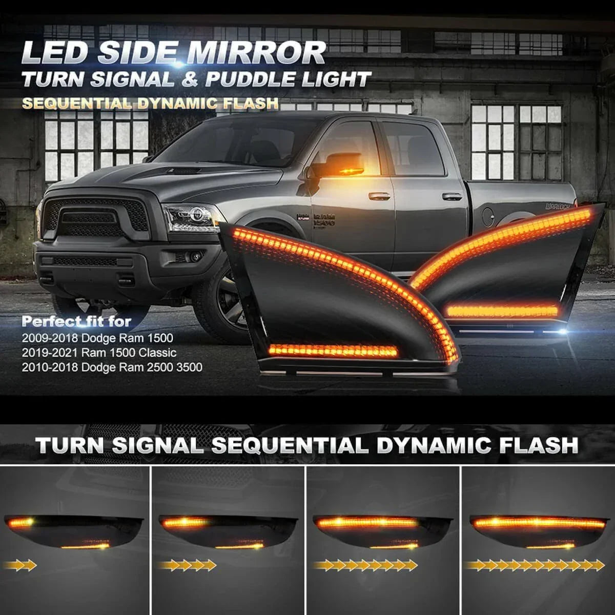 Sequential LED Mirror Signal Lamp for Ram 1500 2500 (2009-2018)