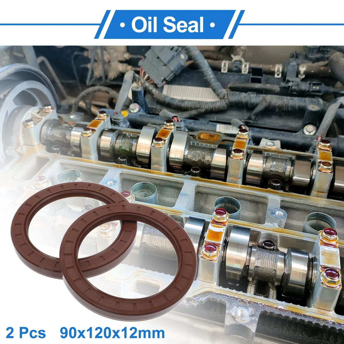 2X Oil Seal Rotary Shaft Seal FKM Rubber 90x120x12mm for Various Models