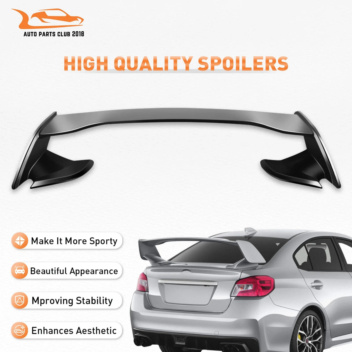 Black Wing Spoiler for Subaru WRX STI (2015–2021)