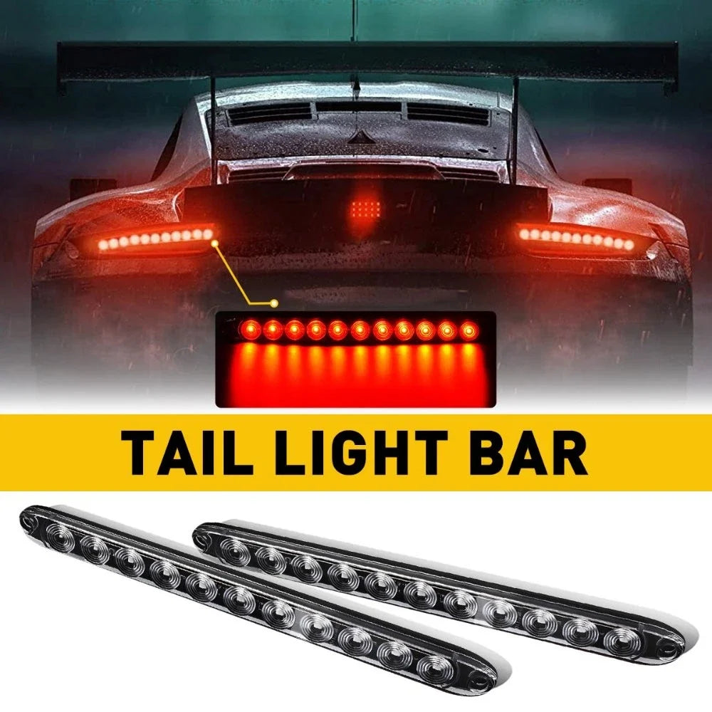 Trailer Truck RV 15" Clear Red Stop Turn Tail Light Bar - 2X Set