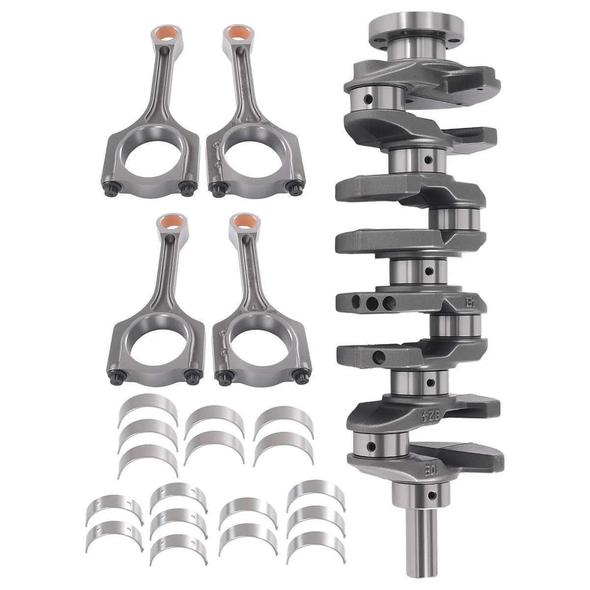 4-Piece Set of Crankshaft, Con Rods & Bearings for Kia Hyundai 2.4L
