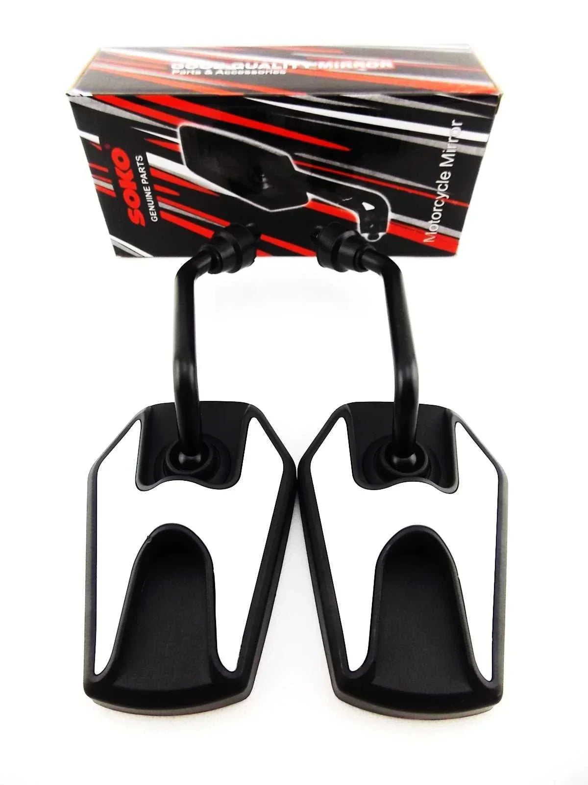 Black White Hex Soko Mirrors for C50 Honda (1966-1980)