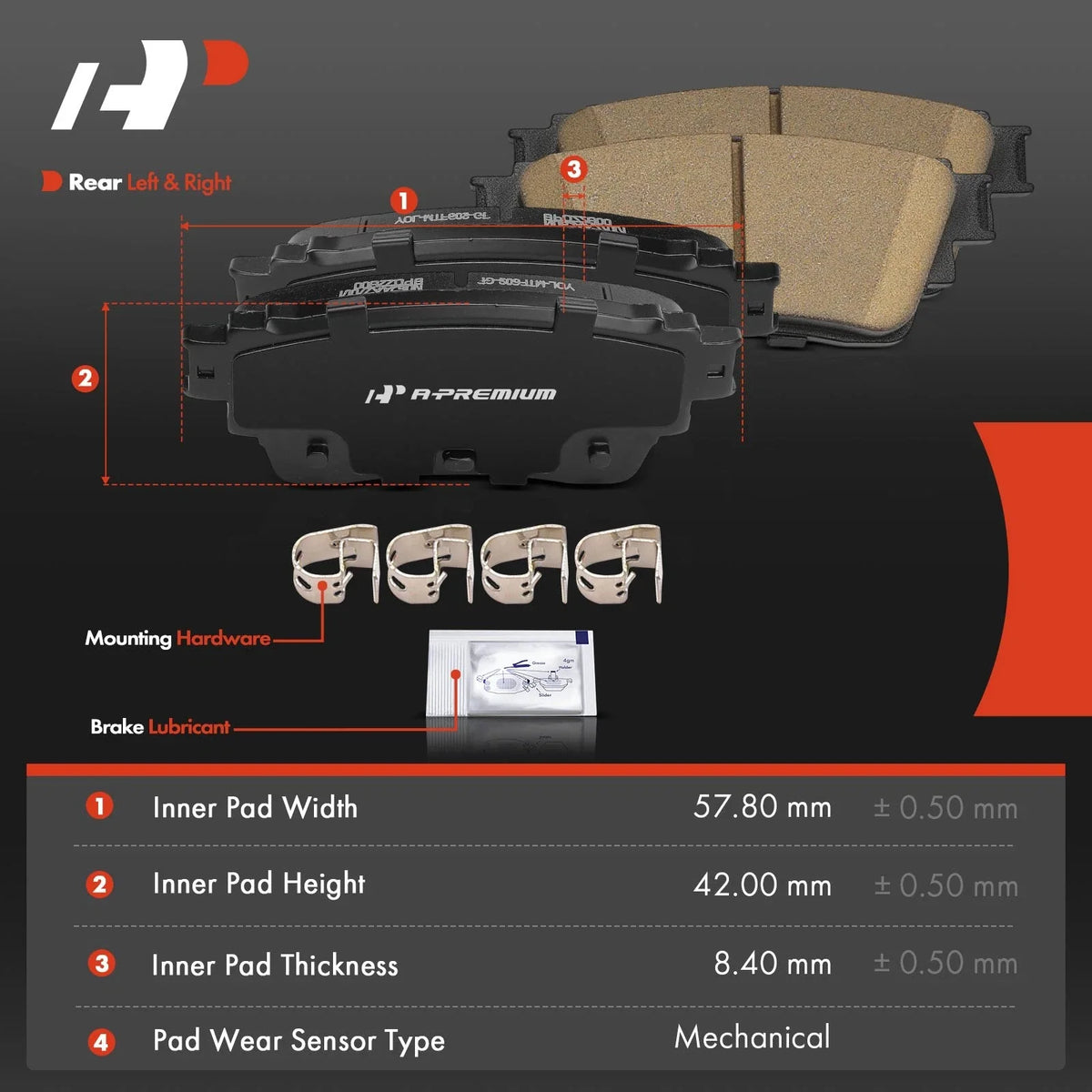 Ceramic Rear Brake Pads Set for 2021 Nissan Kicks - 4 Pads