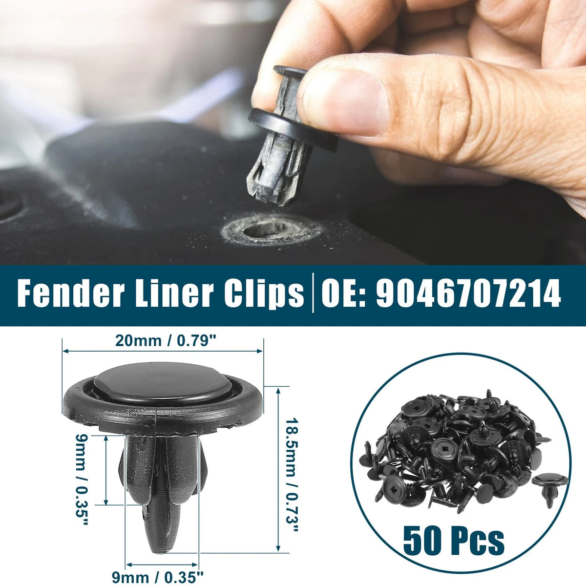 Fender Liner Clips for Toyota Avalon (50 Pcs) No. 90467-07214 Black