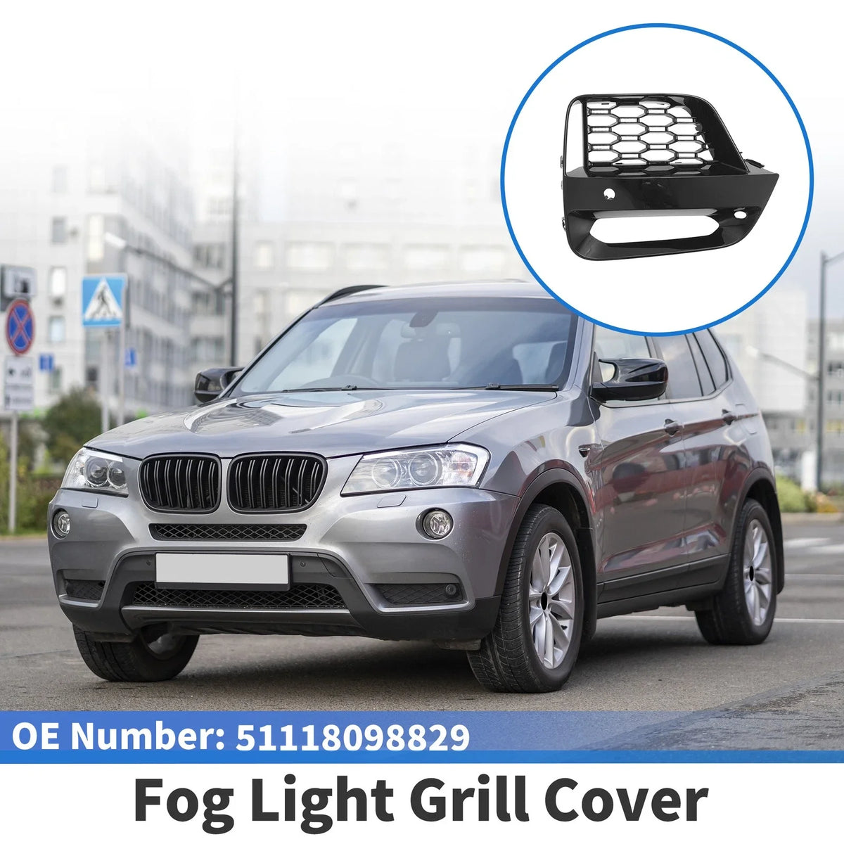 1 Pcs Fog Light Grill for BMW X3 X4 G01 G02 (2018–2021) No. 51118098829