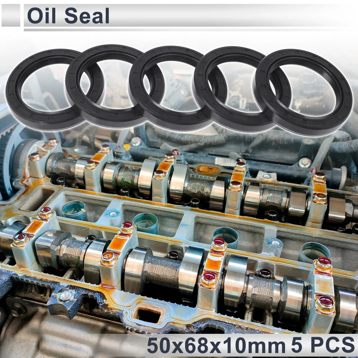 Set of 5 Oil Seal Rotary Shaft Seal NBR Rubber 50x68x10mm